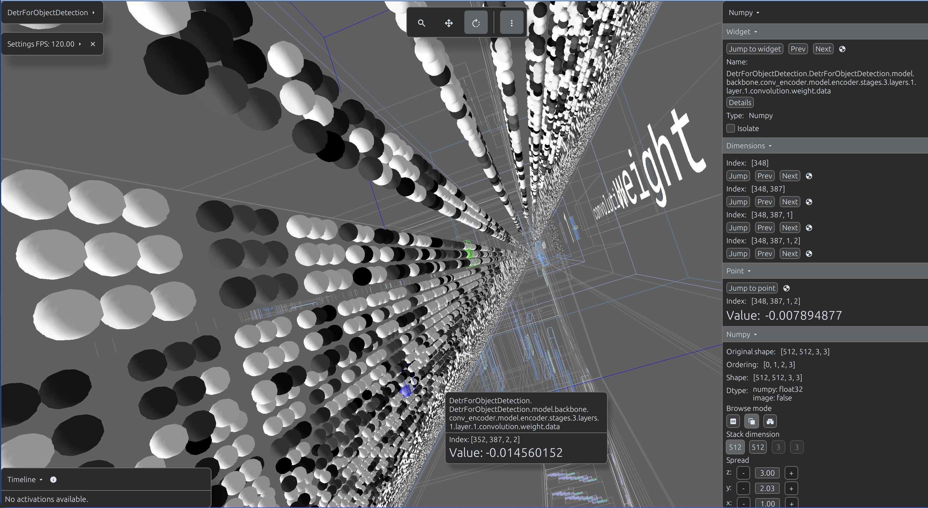 Visualization of internal layer activations