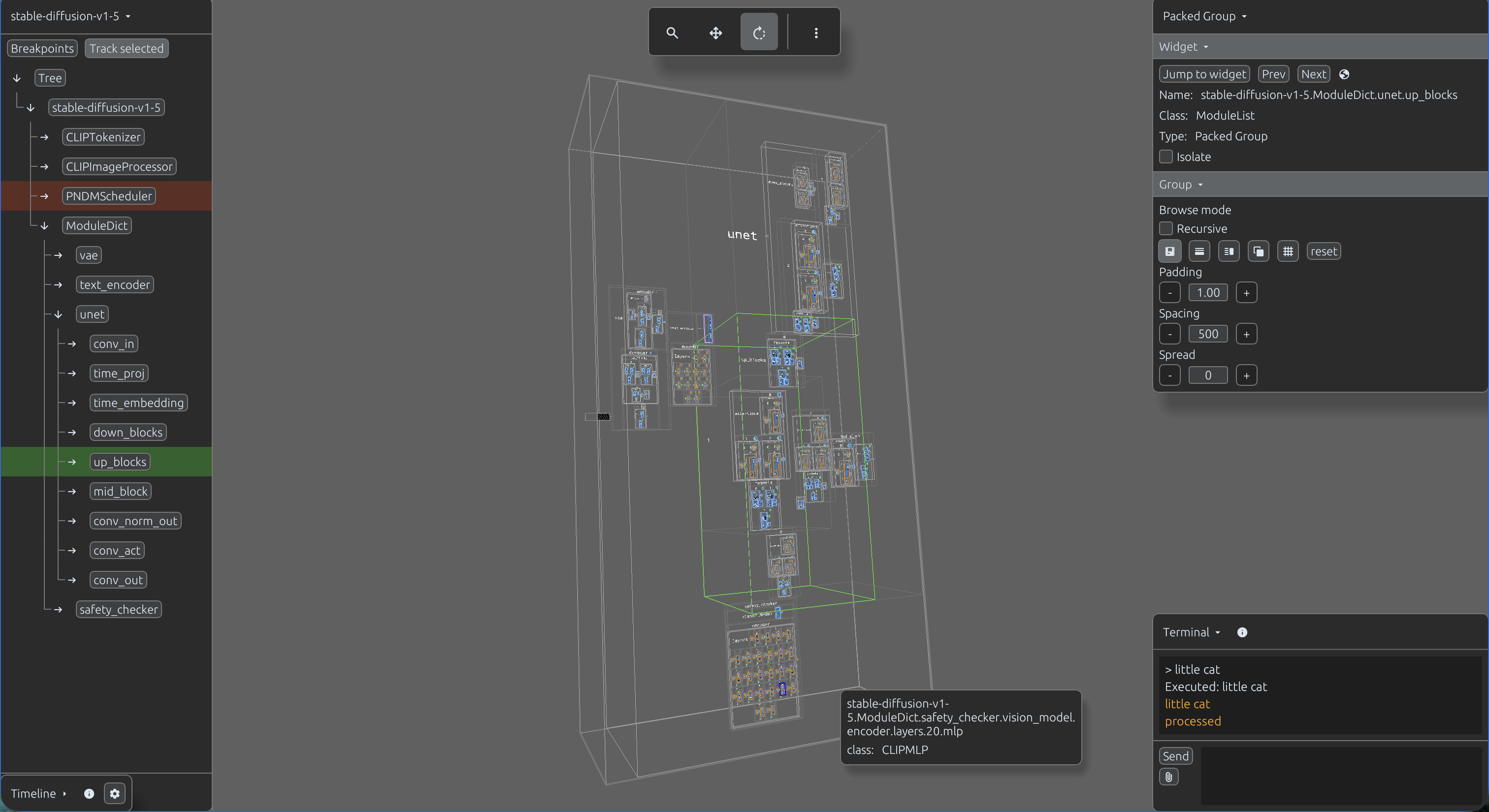 Visualization of internal layer activations