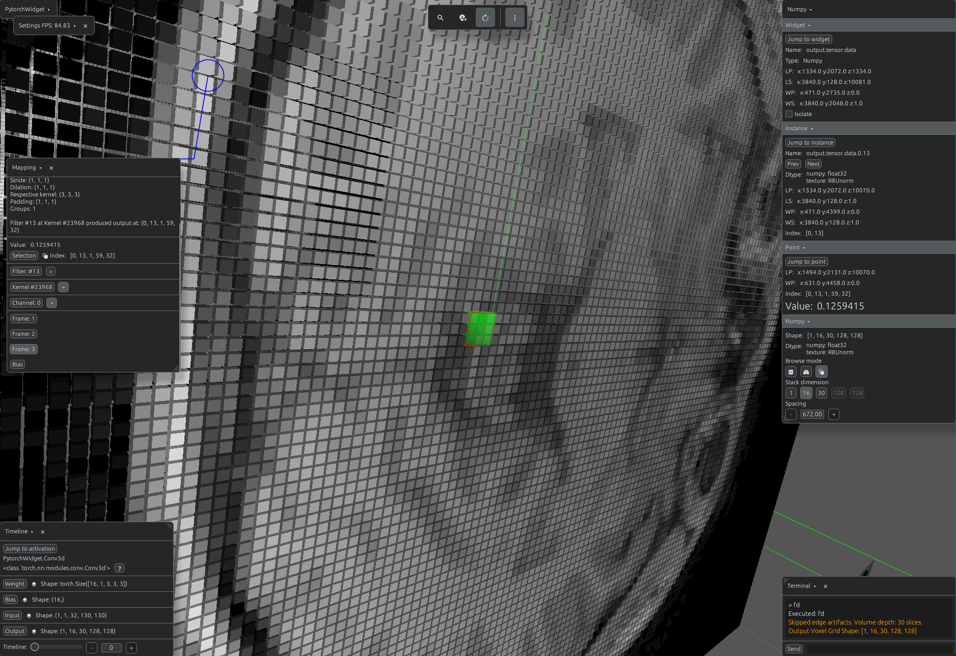 Conv3d 3D receptive field