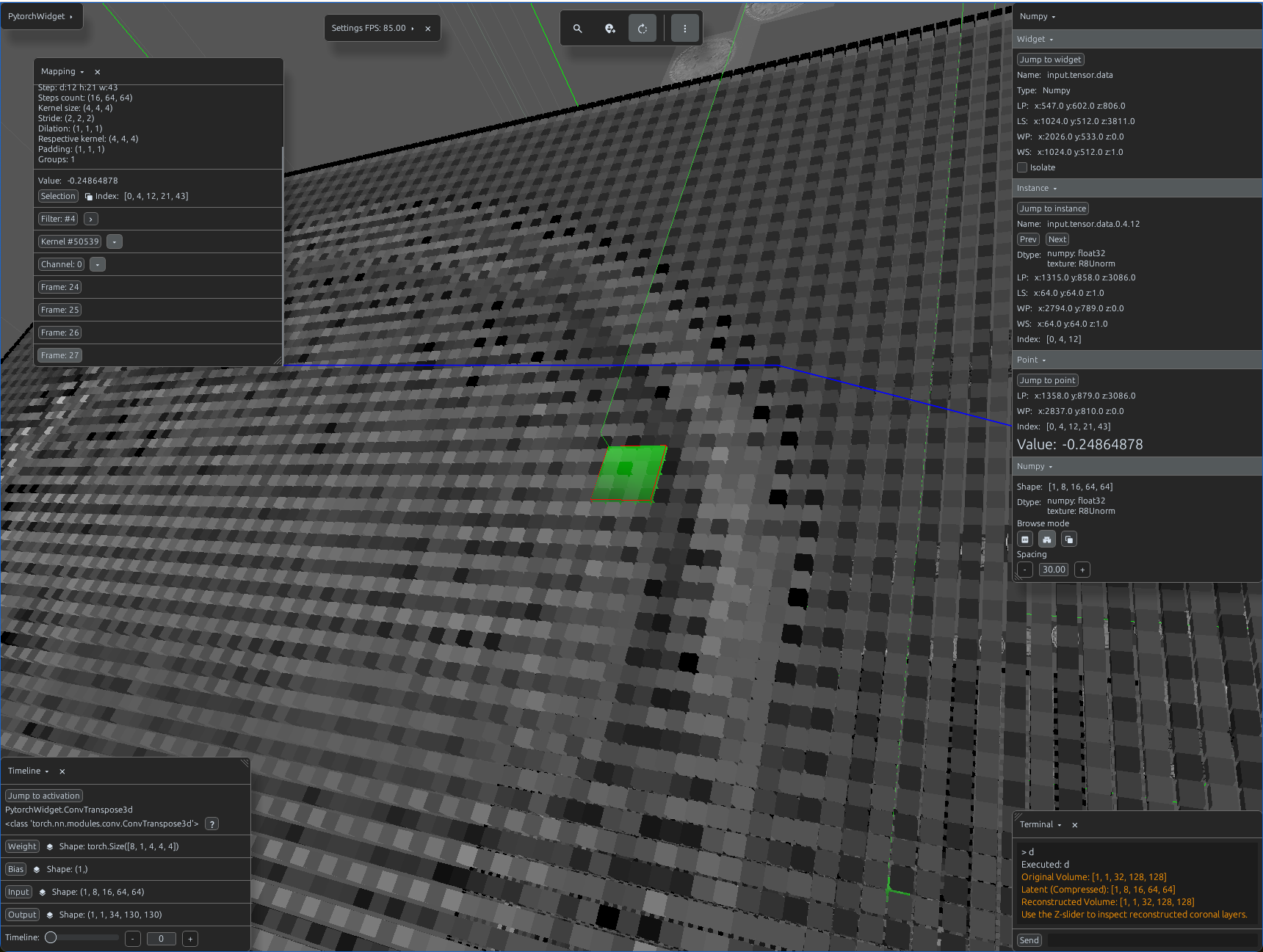 ConvTranspose3d 3D receptive field