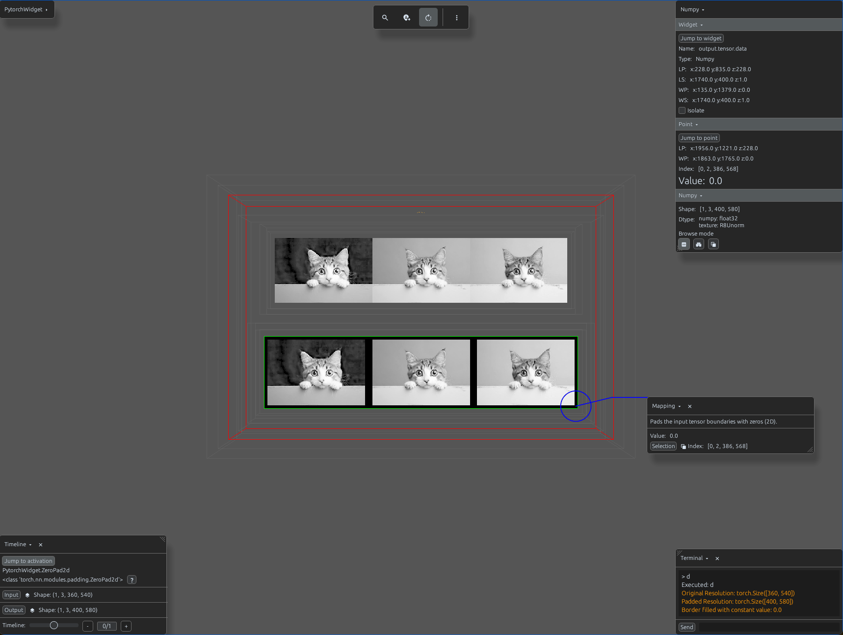 ZeroPad2d black border visualization